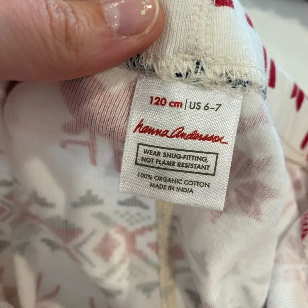 Hanna Andersson Dear Deer Long John Pajama Set size 120 6-7 Christmas Holiday